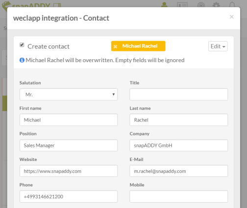 weclapp: contacts, leads, customers, vendors