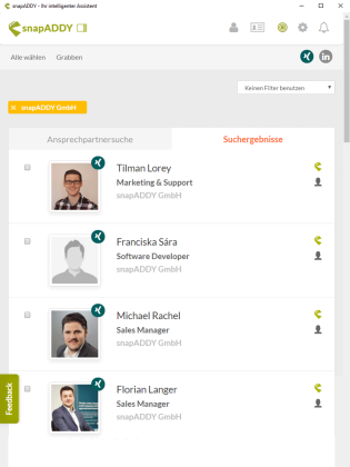 snapADDY Ansprechpartnersuche
